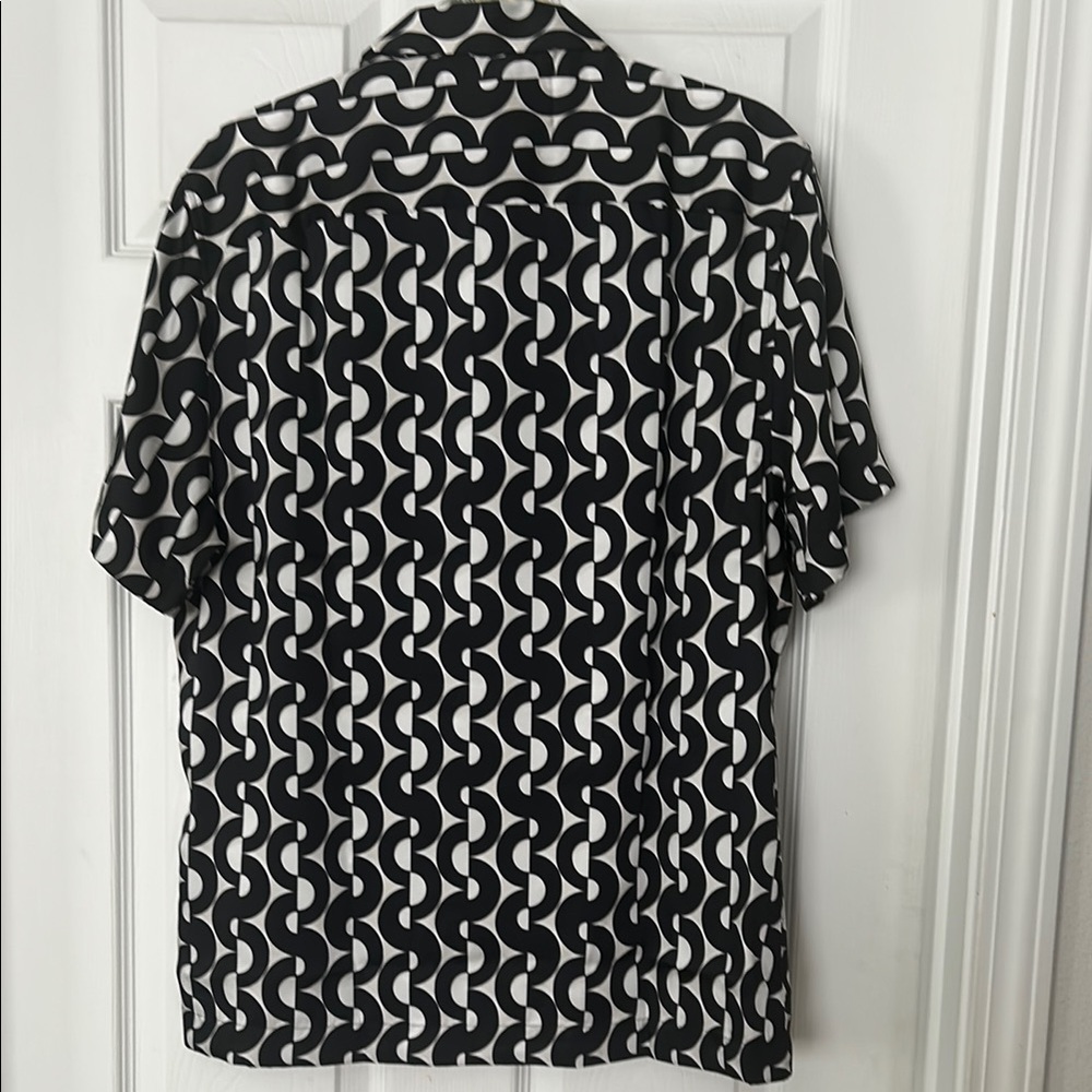 Reiss Black and White Camp Button Down Shirt - Picture 5 of 6